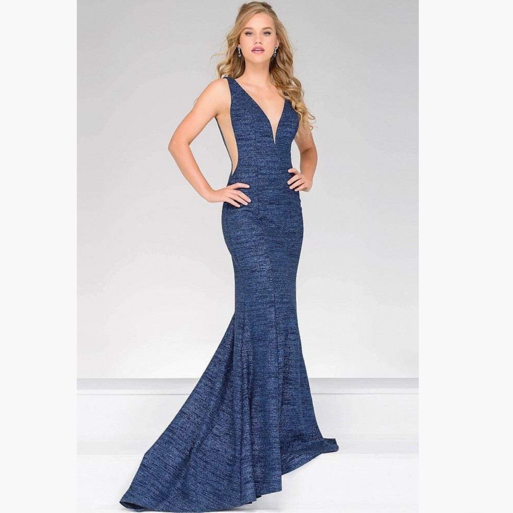 Jovani 45811 V-Neckline Prom Dress With Nude Cut-Outs